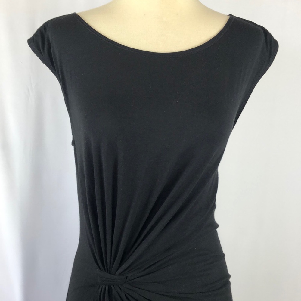 Max Studio Little Black Dress with Asymmetrical Front and Ruching - Size Small - Picture 2 of 8